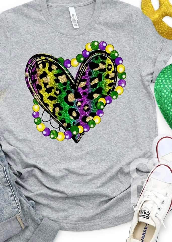 Mardi gras heart tee