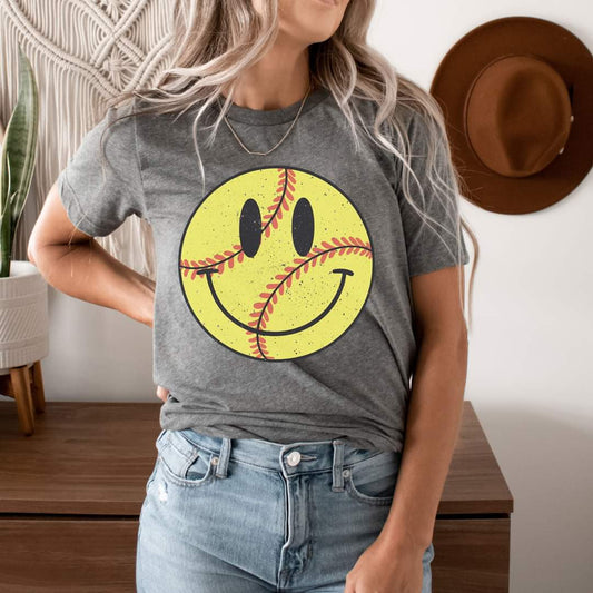 Softball happy face tee