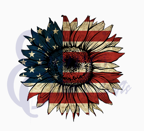 Sunflower American Flag Transfer