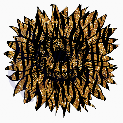 Sunflower Glitter Tiger Transfer