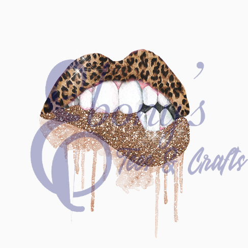 Glitter Cheetah Lips Transfer