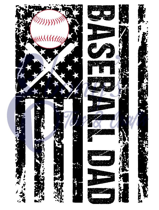 baseball dad flag black Transfer