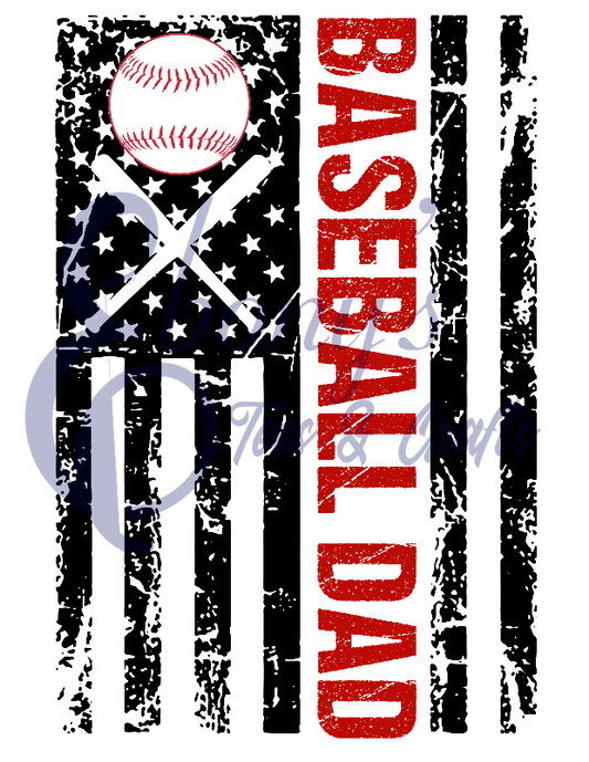 Baseball dad flag red Transfer