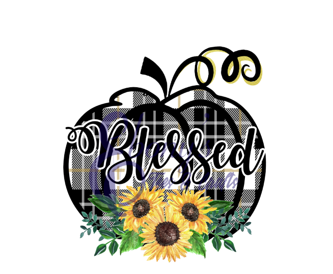 Blessed sunflower plaid pumpkin Transfer