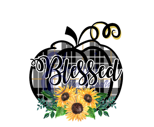 Blessed sunflower plaid pumpkin Transfer