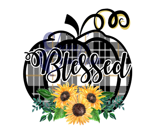 Blessed sunflower plaid pumpkin Transfer