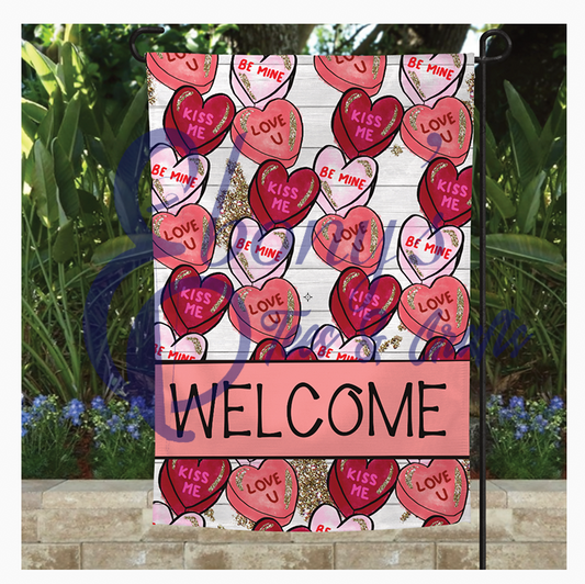 Candy Heart Garden Flag Transfer