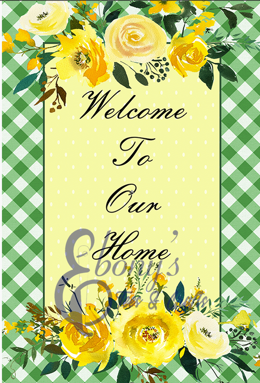 Green Gingham Garden Flag Transfer