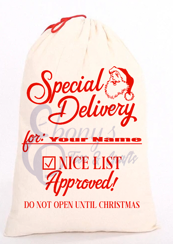 Santa Sack sublimation transfer