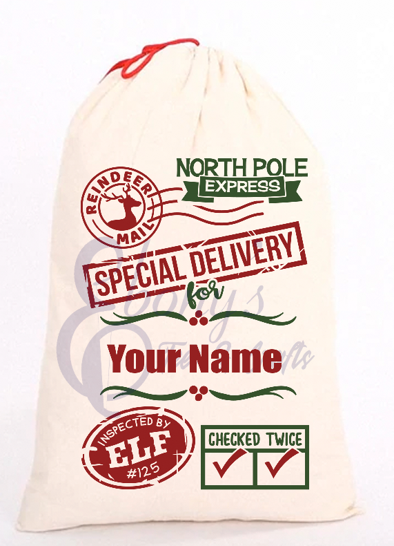 Santa Sack sublimation transfer