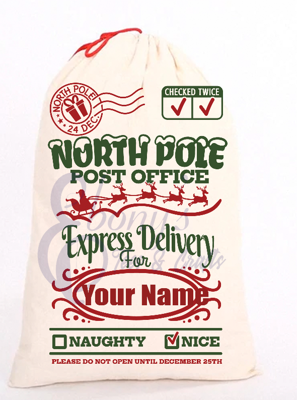 Santa Sack sublimation transfer