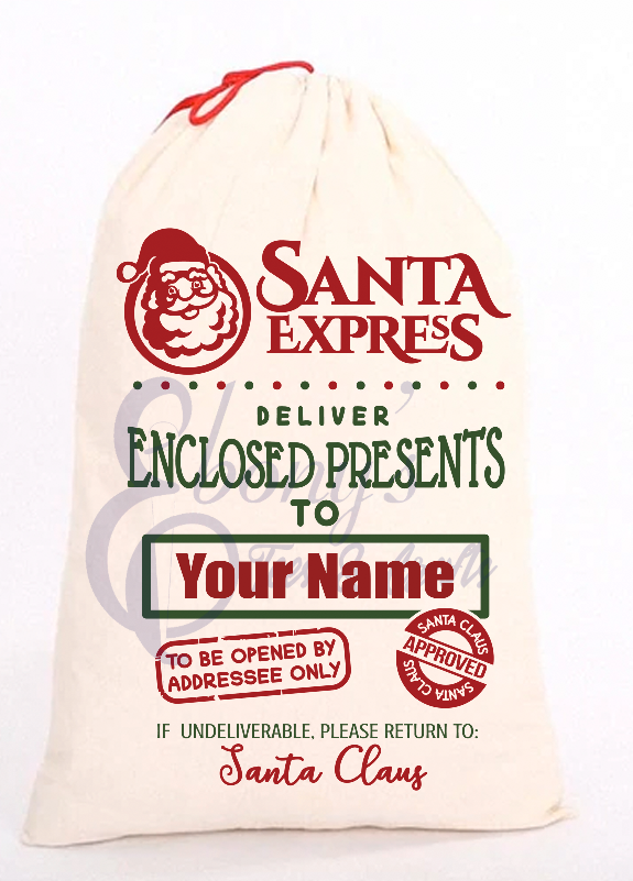 Santa Sack sublimation transfer