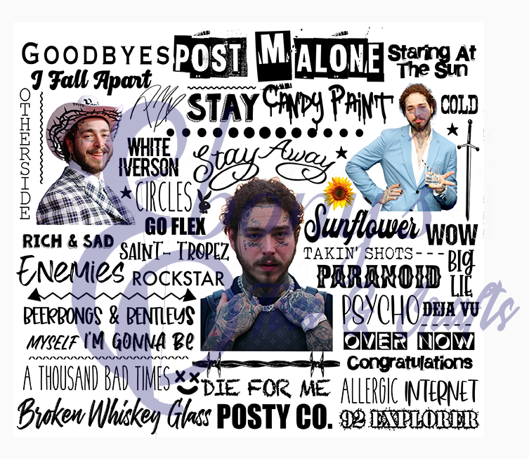 Post Malone skinny tumbler Transfer