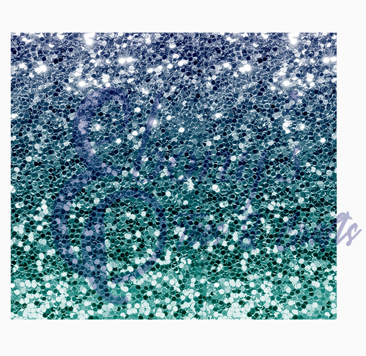 Aqua ombré glitter  skinny tumbler Transfer