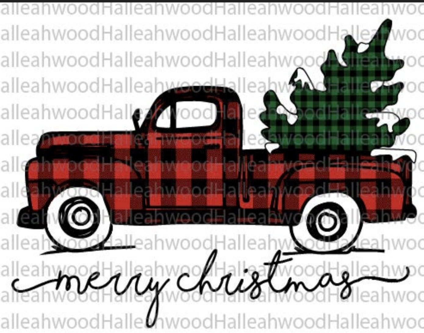 Merry  Christmas plaid truck Transfer