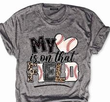 My heart is on that field baseball and leopard tee